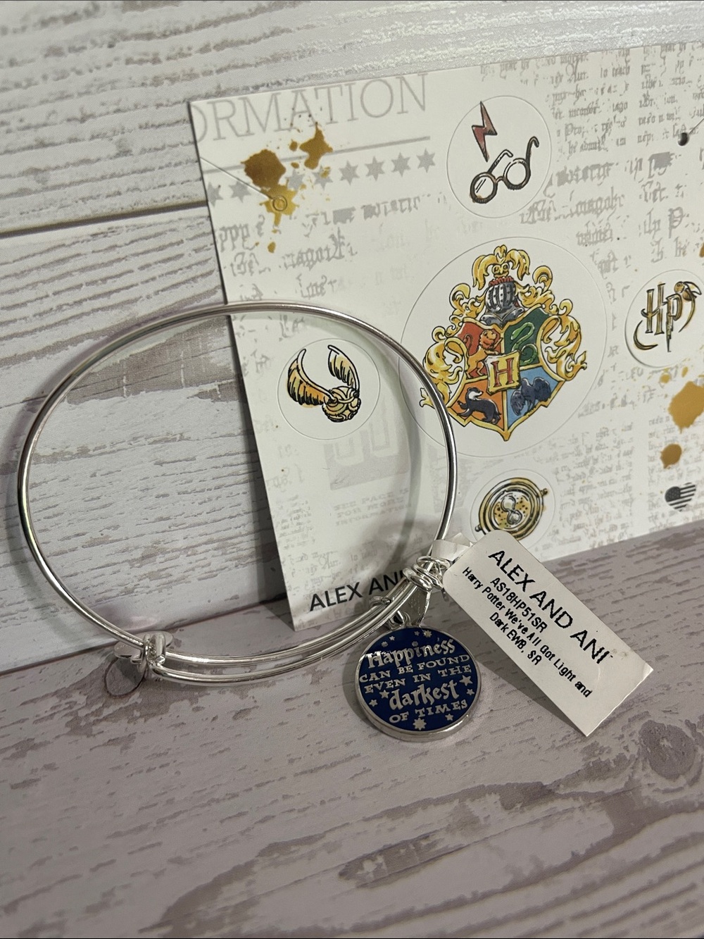Alex and Ani 925 Sterling Silver Harry Potter We All Got Light & Dark Bangle